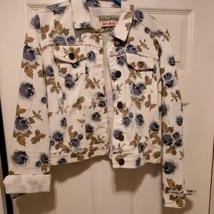 Floral cropped denim style jacket